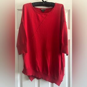 COVINGTON PLUS 2X RED CHERRY ASYMMETRICAL TUNIC LIGHTWEIGHT SWEATER TOP